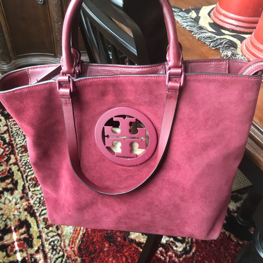 Tory Burch Wine Suede Tote